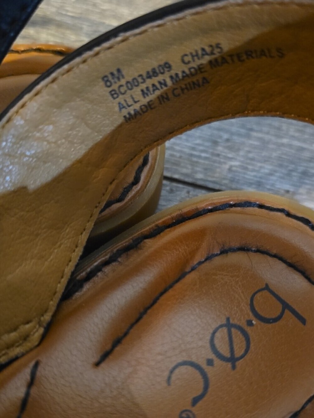 b.o.c. Black Strappy Sandals with Tan Footbed - Picture 3 of 5